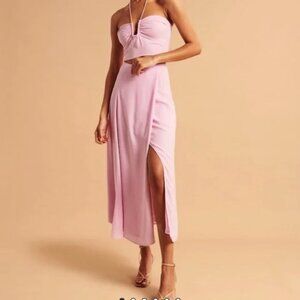 Abercrombie & Fitch Lilac Halter Crop + Midi Skirt Two‑Piece Set — Size S